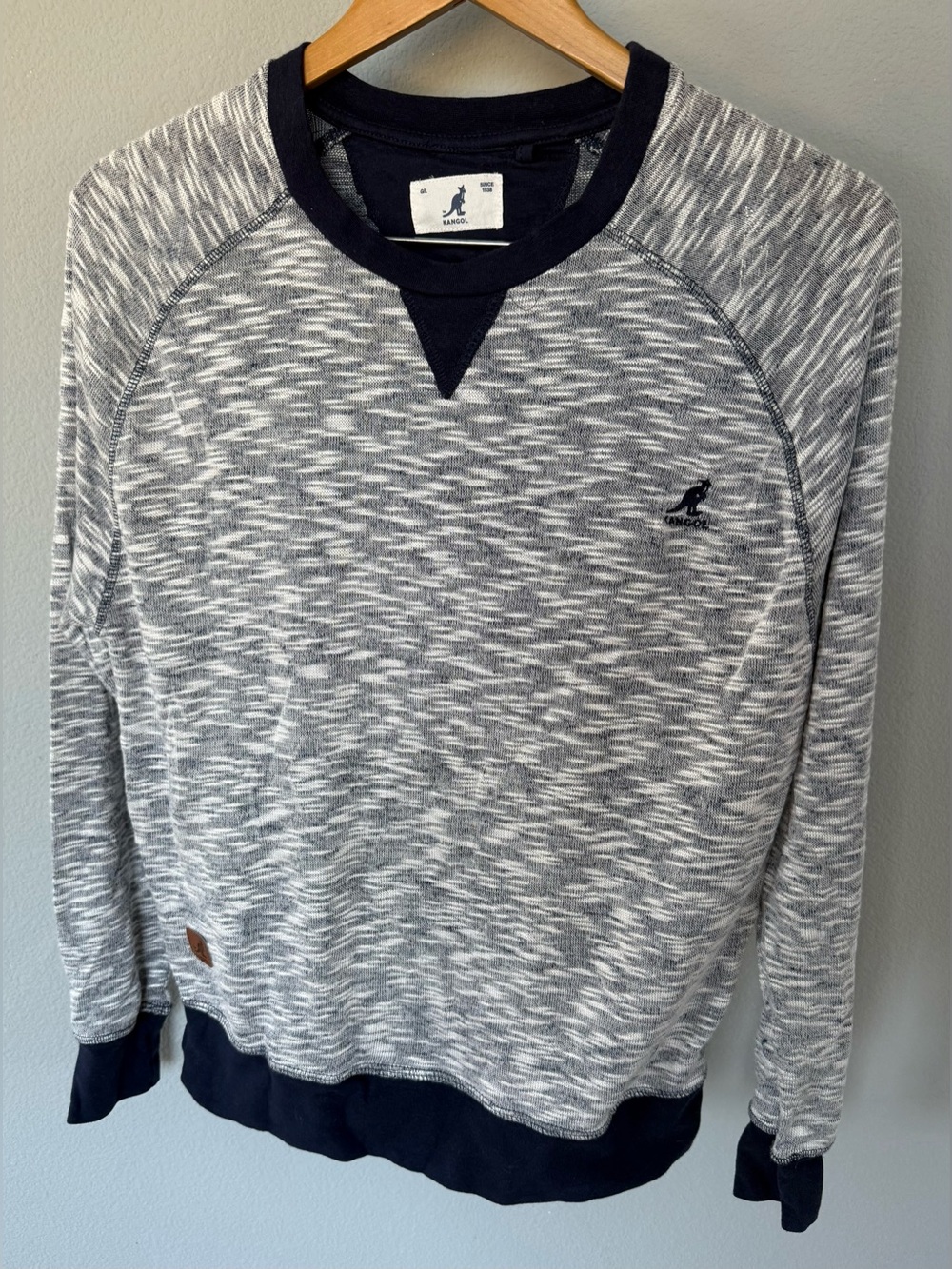 Kangol Navy Cream Knit Crewneck Sweater • Men’s Small Fit • Tag G/L